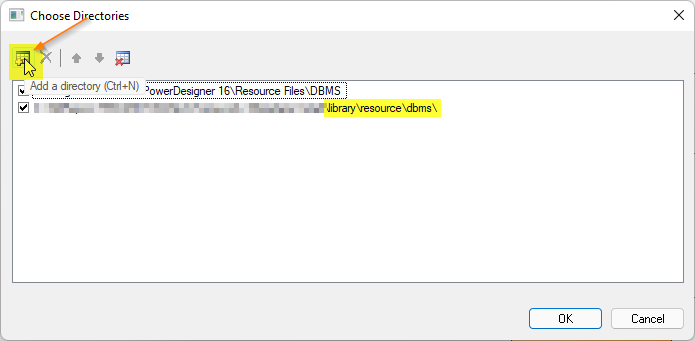The new path for the DBMS resource file in the example shown here ends on \library\resource\dbms\